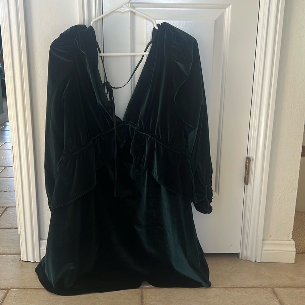 Top shop green velvet mini dress